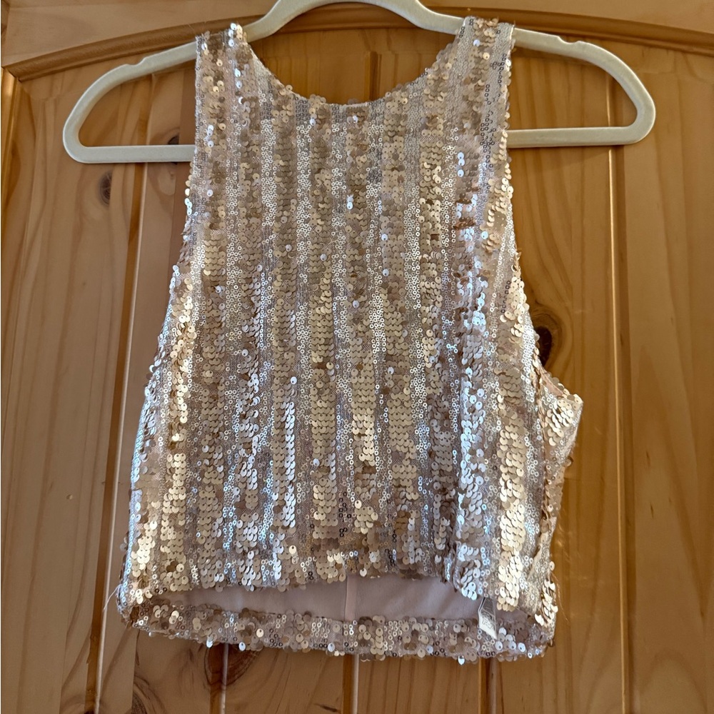 Sequin High Neck Top